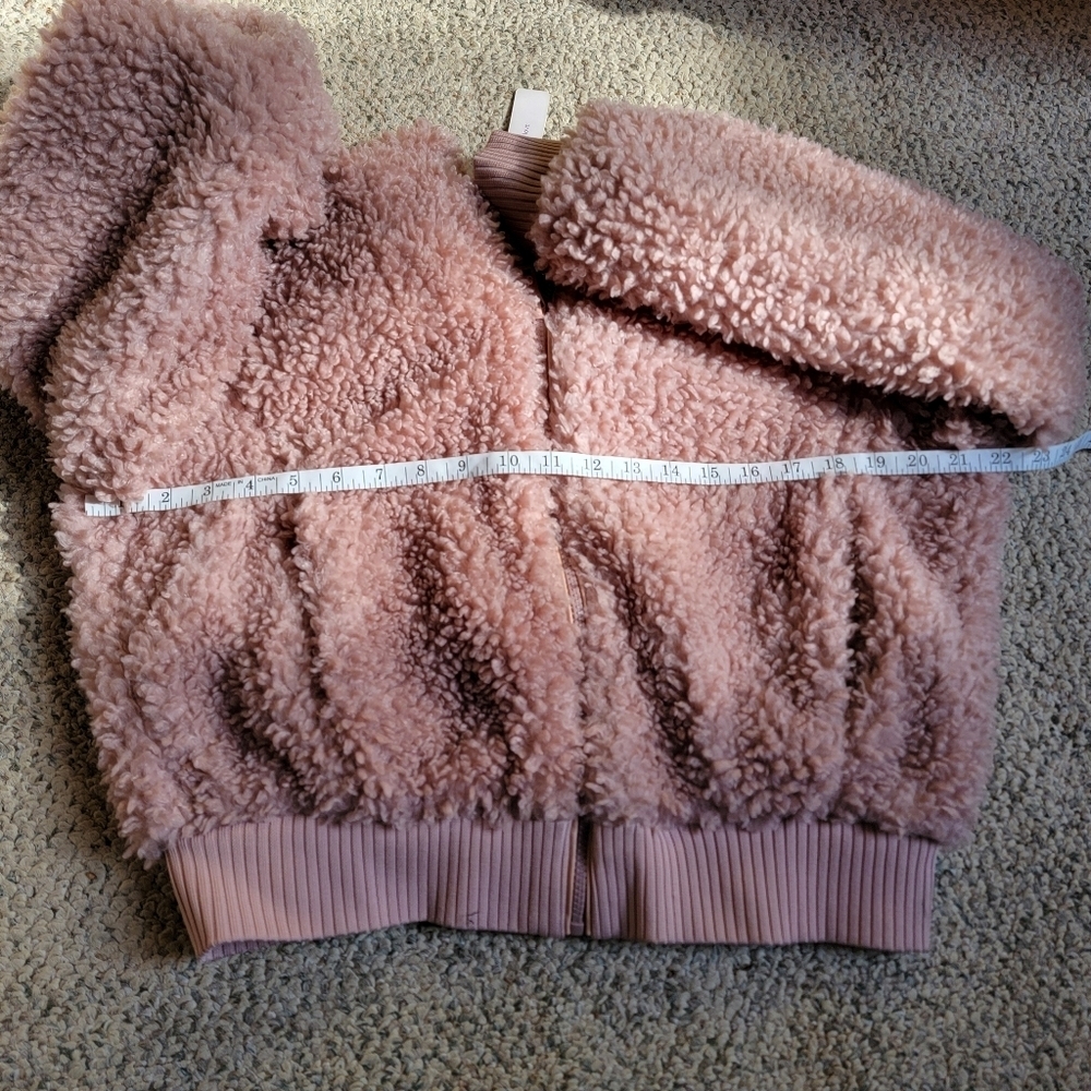 Love Tree Teddy Jacket Mauve Large Bomber Style Zip Front - Picture 14 of 14